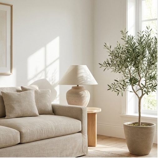 Helles Wohnzimmer in Naturtönen